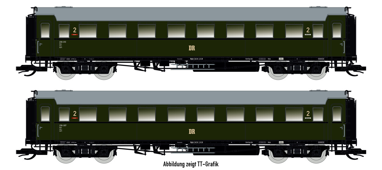 Saxonia 87181 2er Set Personenwagen C4Ü Sa 07, DR Ep.III