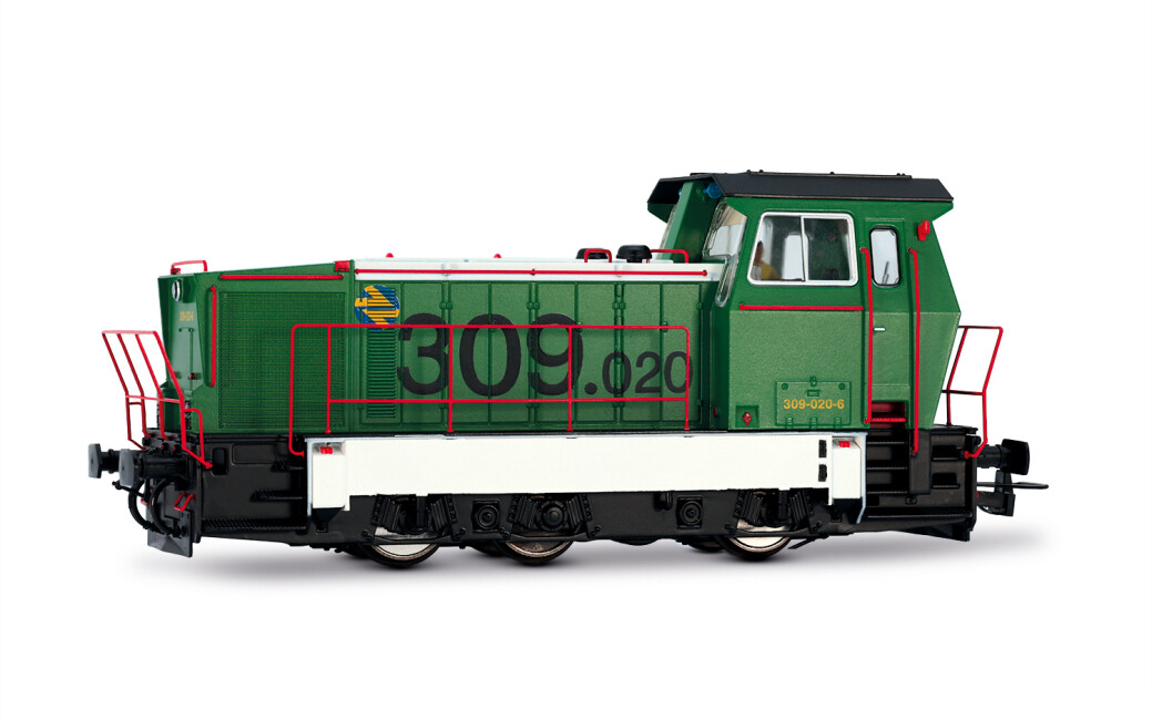 Electrotren HE2027D ADIF, Diesel-Rangierlokomotive der Reihe 309, grün/weiße Farbgebung, Ep. VI, mit DCC-Decoder