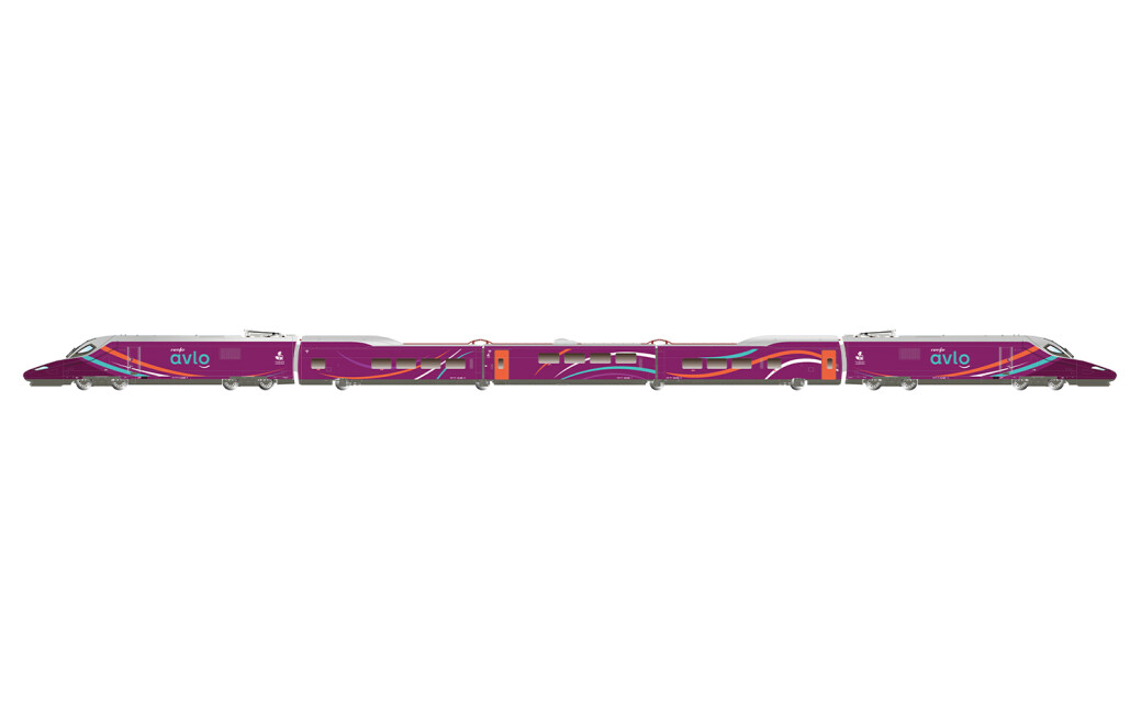 Electrotren HE2031 RENFE, 5-tlg. Grundset des Hochgeschwindigkeitszugs „AVLO“, violette Farbgebung, Ep. VI