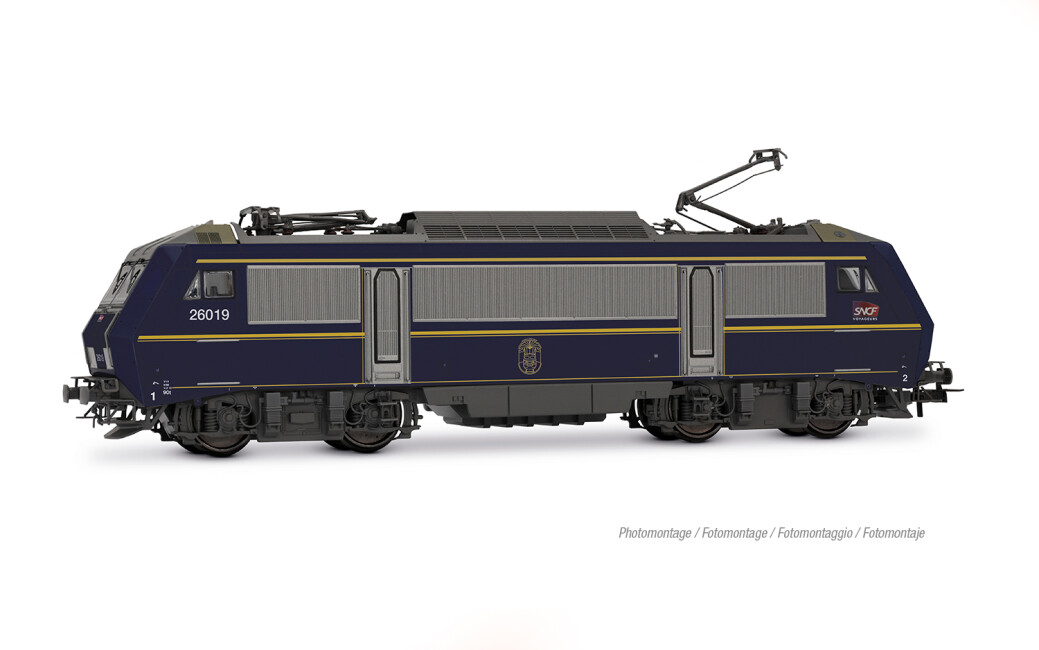Jouef HJ2468S SNCF, elektrische Zweisystemlokomotive BB 26019, dunkelblaue Farbgebung „Trains Spéciaux“, Ep. VI, mit Sounddecoder