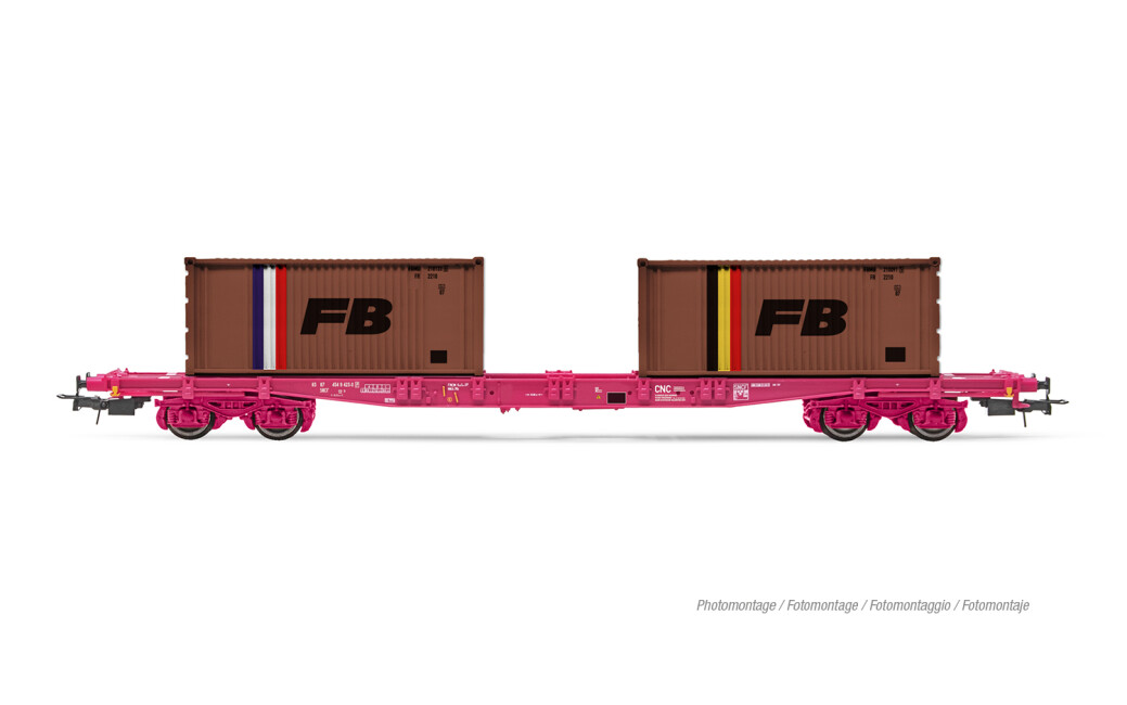 Jouef HJ6278 SNCF, 4-achs. Containerwagen S70, mit 2 x 20-Containern „FB“, Ep. IV