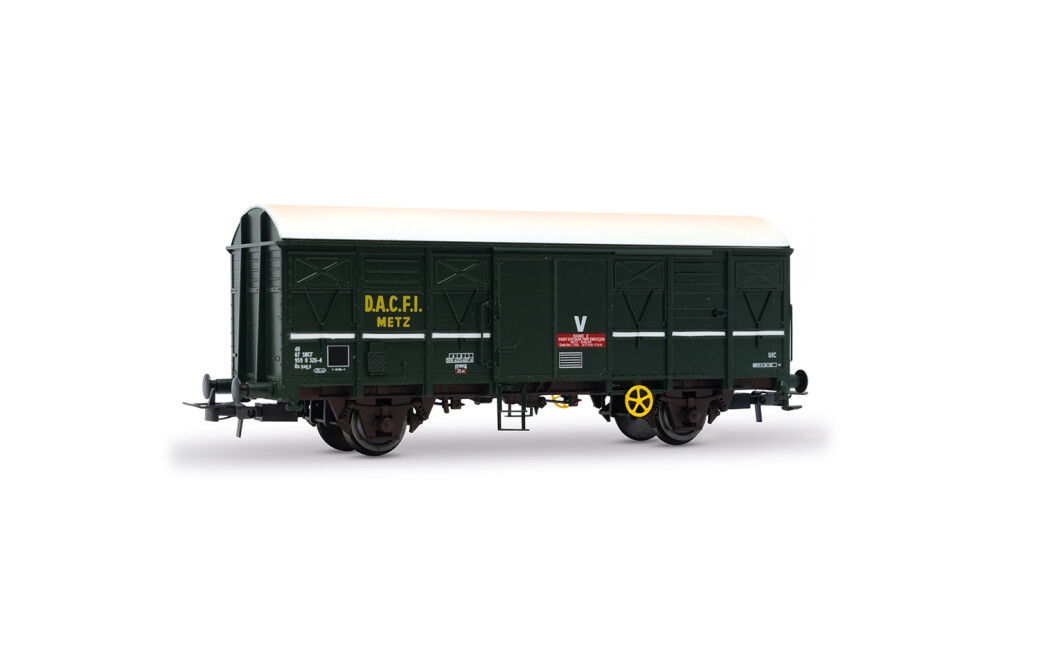 Jouef HJ6290 SNCF, 2-achs. Gedeckter Wagen G4 „D.A.C.F.I.“ Metz, grüne Farbgebung, Ep. V