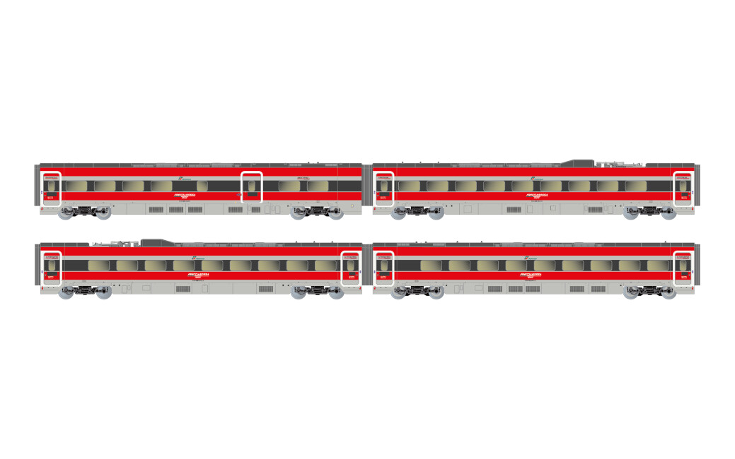 Arnold HN3512 FS Trenitalia, 4-tlg. Set Zwischenwagen des Frecciarossa ETR 1000, in neuer Farbgebung, Ep. VI