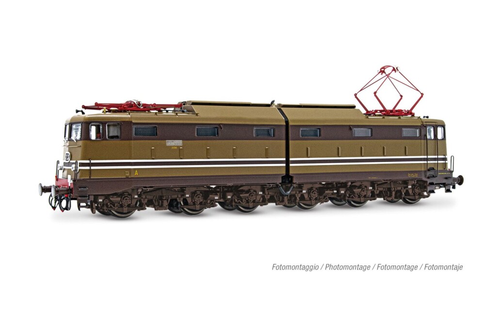 Rivarossi HR2979HM FS, 6-achs. Elektrolokomotive E.645 2. Serie, Alustreifen, braune Drehgestelle, große Trittstufen, Ep. IV, mit BLE-Sounddecoder