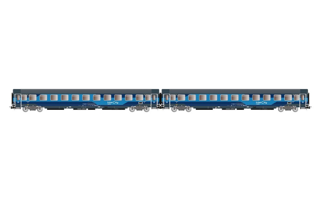 Rivarossi HR4408 FS, 2-tlg. Set umgebauten Z1-Wagen, in neuer Intercity Notte-Farbgebung, Ep. VI