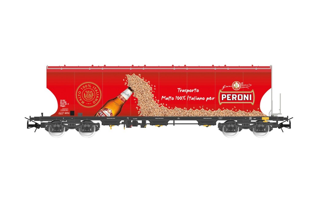 Rivarossi HR6679 4-achs. Getreidesilowagen „Trasporto Malto 100% Italiano per PERONI“, Ep. VI