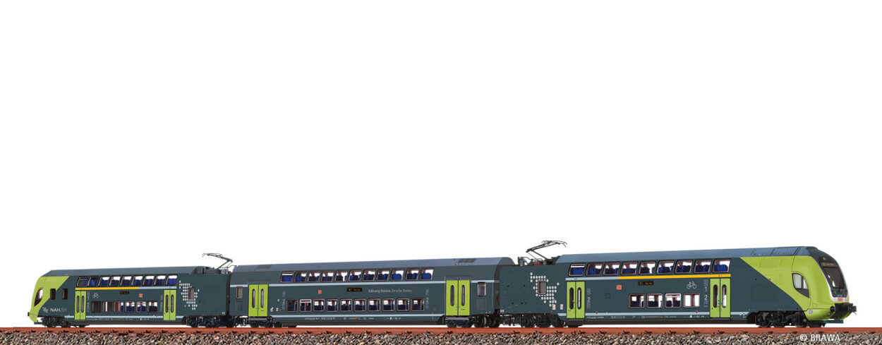 Brawa 44582 H0 TWINDEXX VARIO® Doppelstock-Triebzug NAH.SH, 3er-Set (Kiel Hbf) Ep. VI DC Digital EXTRA