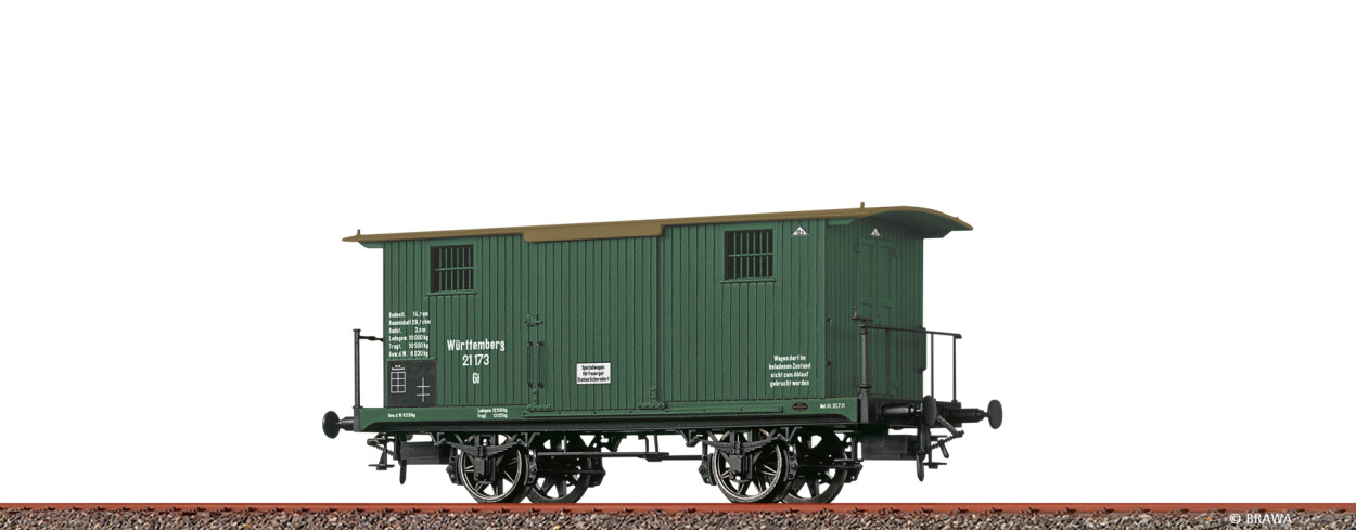 Brawa 47732 H0 Gedeckter Güterwagen Gi "Spezialwagen für Feuergut" K.W.St.E. Ep. I