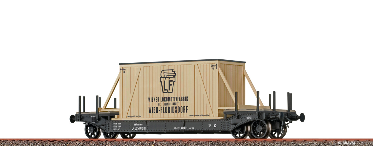 Brawa 47917 H0 Tiefladewagen Ja "Wiener Lokomotivfabrik" BBÖ Ep. II
