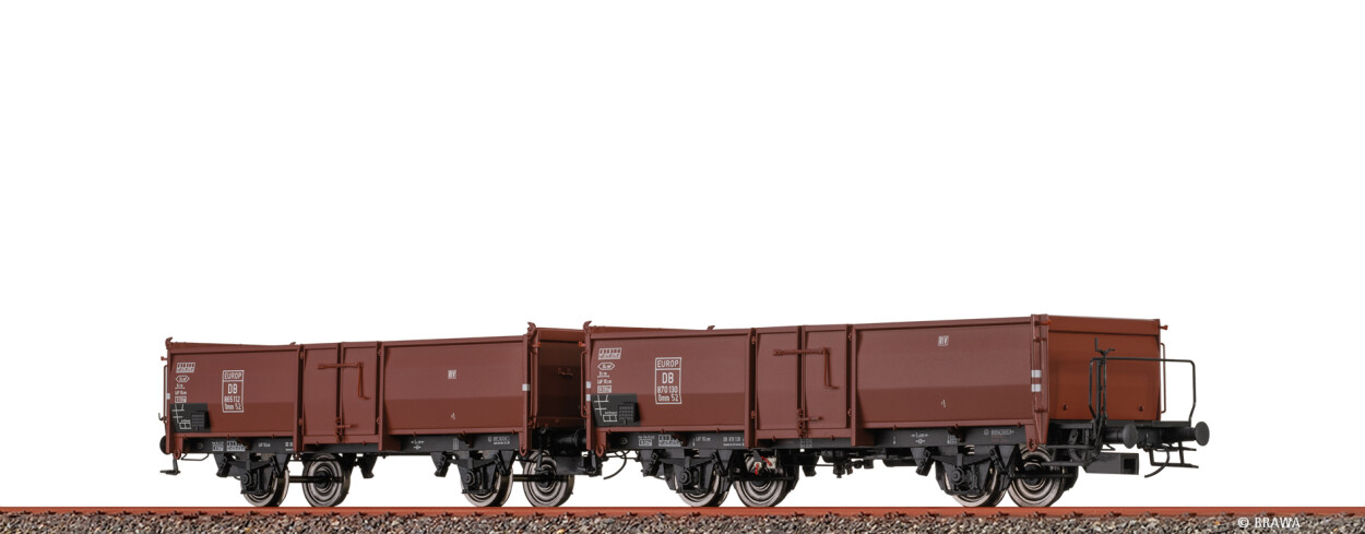 Brawa 48639 H0 Offene Güterwagen Omm52 DB, 2er-Set Ep. III