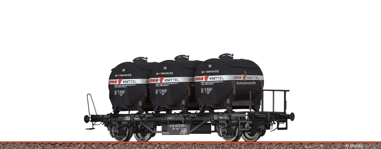 Brawa 50929 H0 Behältertragwagen Lbs577 DB, mit Ddikr603 "DEA" Ep. IV