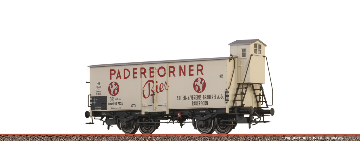 Brawa 51259 H0 Bierwagen "Paderborner Bier" DR, Brit-US-Zone Ep. III