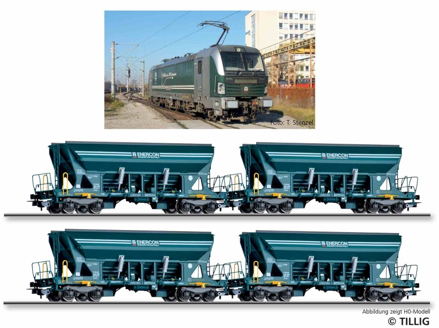 Tillig 01094 Güterzugset Sandtransport der Enercon GmbH, bestehend aus einer Elektrolokomotive BR 193 und vier Selbstentladewagen Faccns, Ep. VI - Einmalauflage 2025