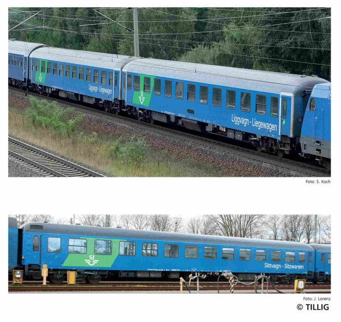 Tillig 01102 Reisezugwagenset der RDC Deutschland GmbH, bestehend aus einem Reisezugwagen 2. Klasse und zwei Liegewagen, Ep. VI - Einmalauflage 2025