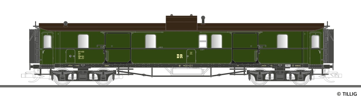 Tillig 12060 Packwagen Pw4ü der DR, Ep. III