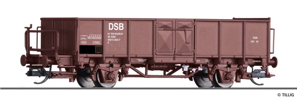 Tillig 14097 Offener Güterwagen E der DSB, Ep. IV