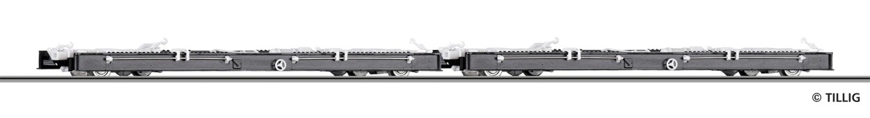 Tillig 15973 Güterwagenset der DR, bestehend aus zwei Schmalspur-
Rollwagen Rf4, Ep. IV -FORMNEUHEIT-