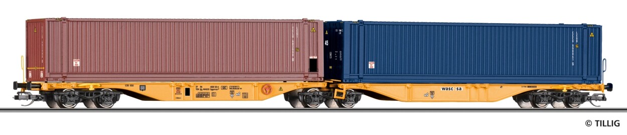 Tillig 18079 Containertragwagen Sggmrss der WASCOSA, Ep. VI