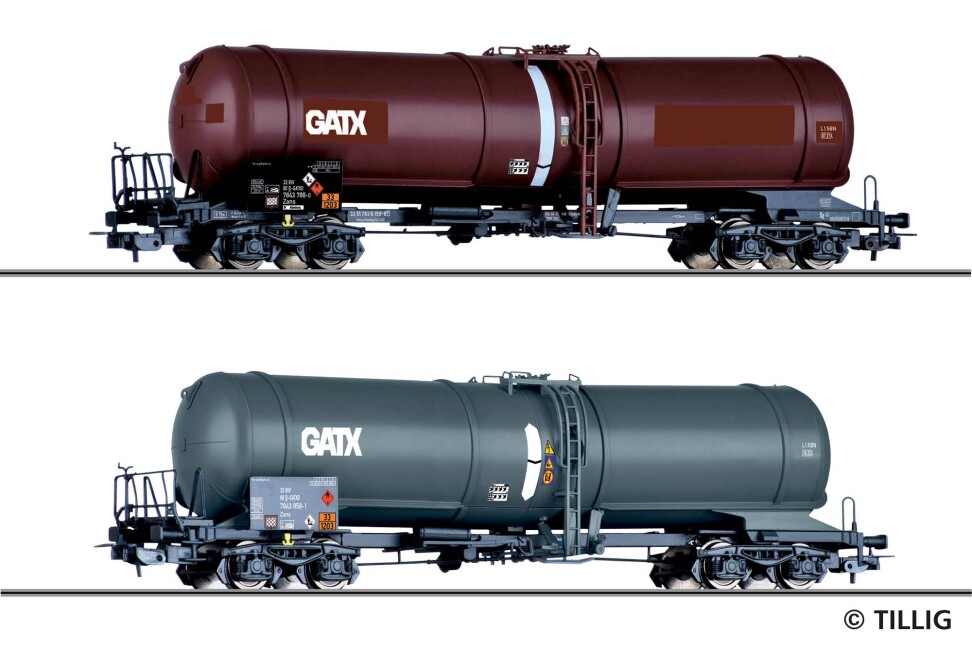 Tillig 70069 Güterwagenset der GATX, bestehend aus zwei Kesselwagen Zans, Ep. VI