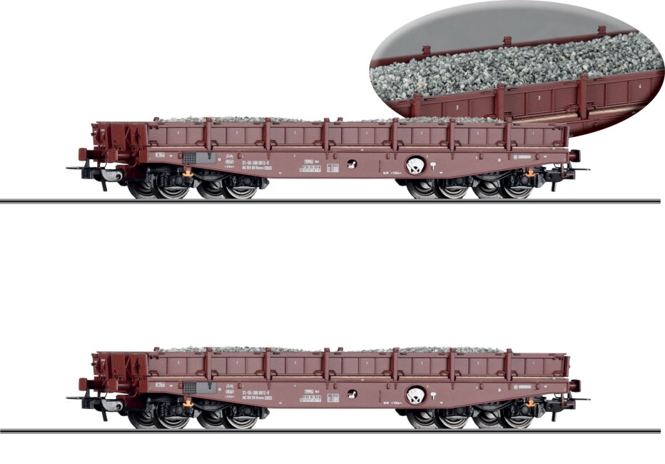 Tillig 70071 Güterwagenset der DR, bestehend aus zwei Schwerlastwagen Rmms 3960, beladen mit Neuschotter, Ep. IV - Einmalauflage 2025