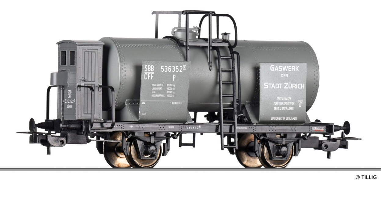 Tillig 77067 Kesselwagen „Gaswerk der Stadt Zürich“ eingestellt bei der SBB, Ep. III - Einmalauflage 2025