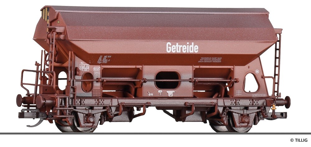 Tillig 502286-2 Schwenkdachwagen Tdgs "Getreide" Ep. IV DR - gealtert, Display 2/4