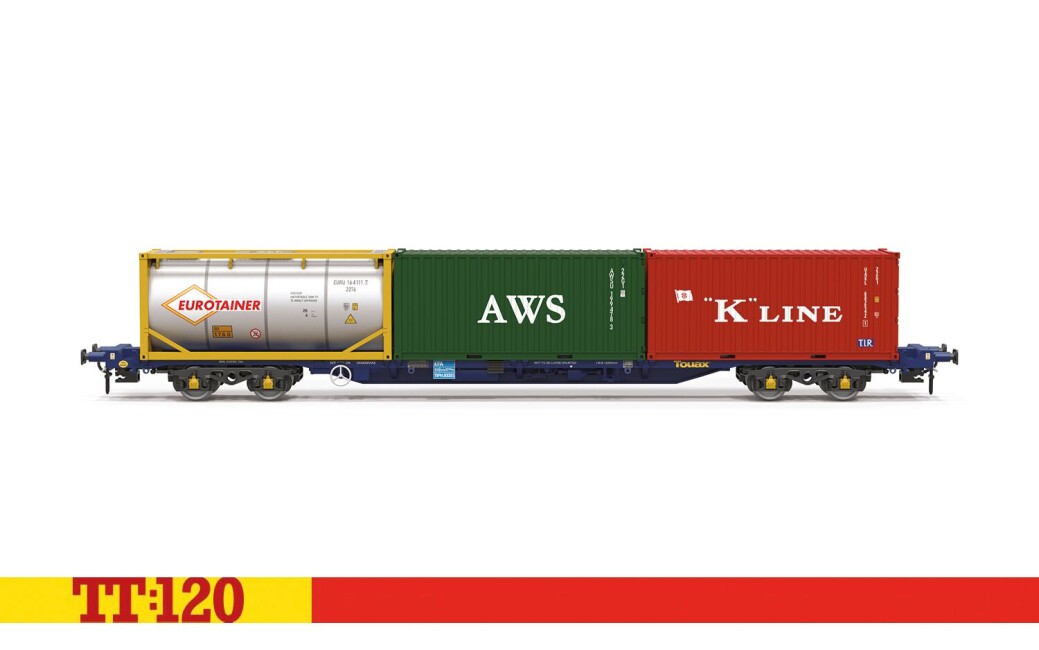 Hornby TT6030 Containertragwagen Touax KFA Container Wagon with 3x20 Containers