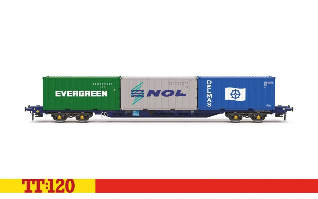 Hornby TT6032 Containertragwagen Touax KFA Container Wagon with 3x20 Containers