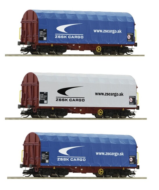 Roco 5190001-02 3tlg. Set Schiebeplanenwagen der ZSSK Ep. VI