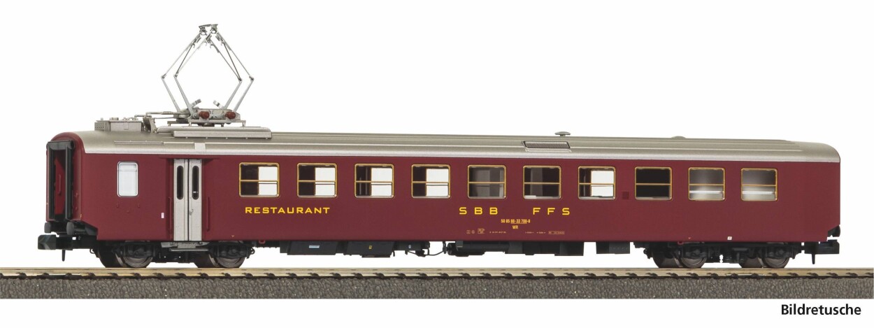 PIKO 94385 N-Personenwg. Speisewg. EW I,Historic Speisewagen 50 85 88-33 700-8 rot, SBB, Ep. V-VI