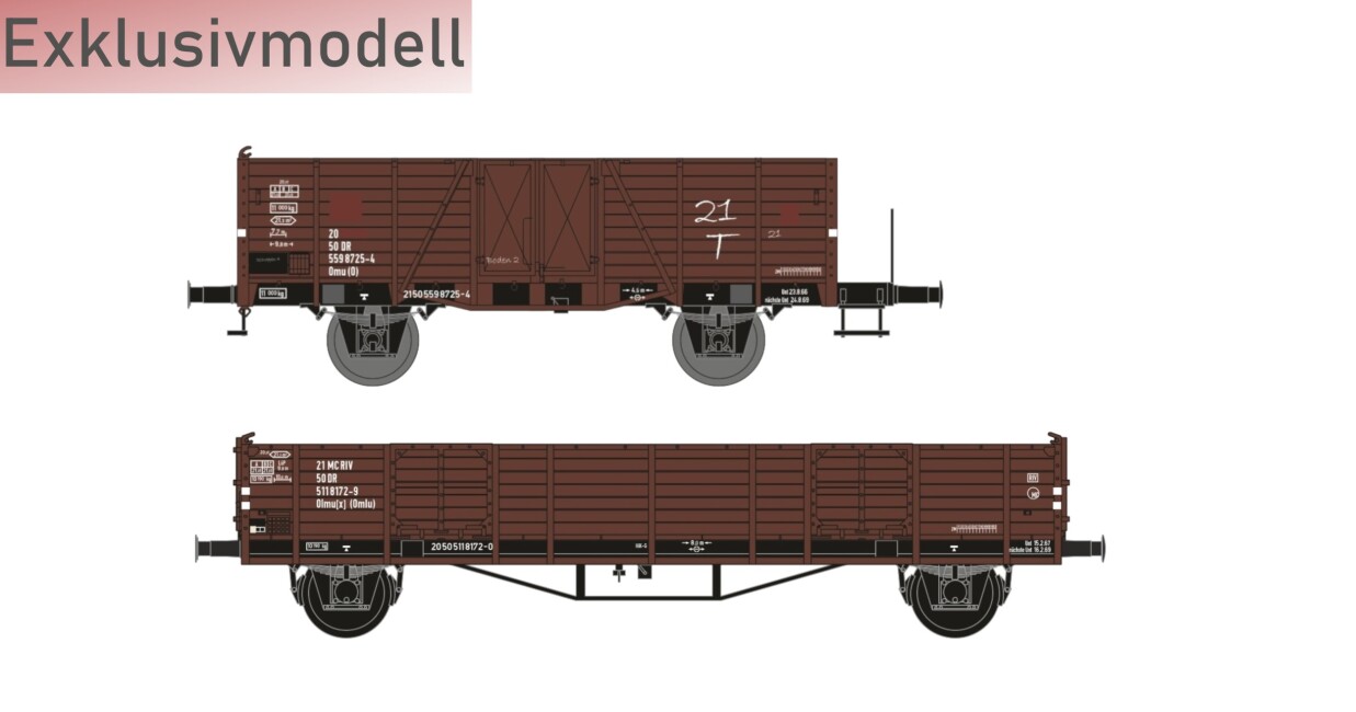 HÄDL 25116 Güterwagenset IV, 2 offene Güterwagen Ep. IV DR Exklusivmodell Nr. 11