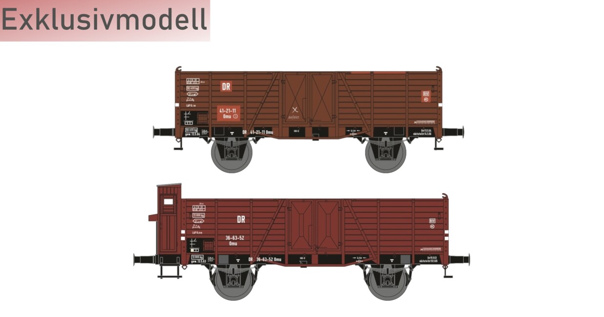 HÄDL 25118  Güterwagenset II, 2 offene Güterwagen Ep. III DR Exklusivmodell Nr. 13