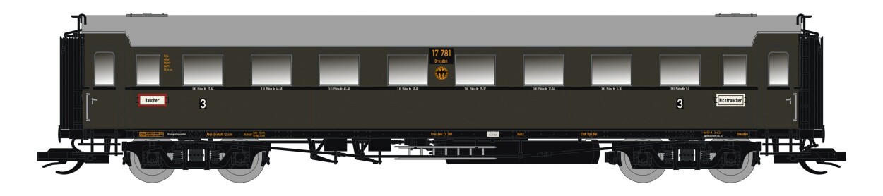 Saxonia 120180-2 Personenwagen C4Ü Sa 07 m. Beleuchtung, DRG Ep.II