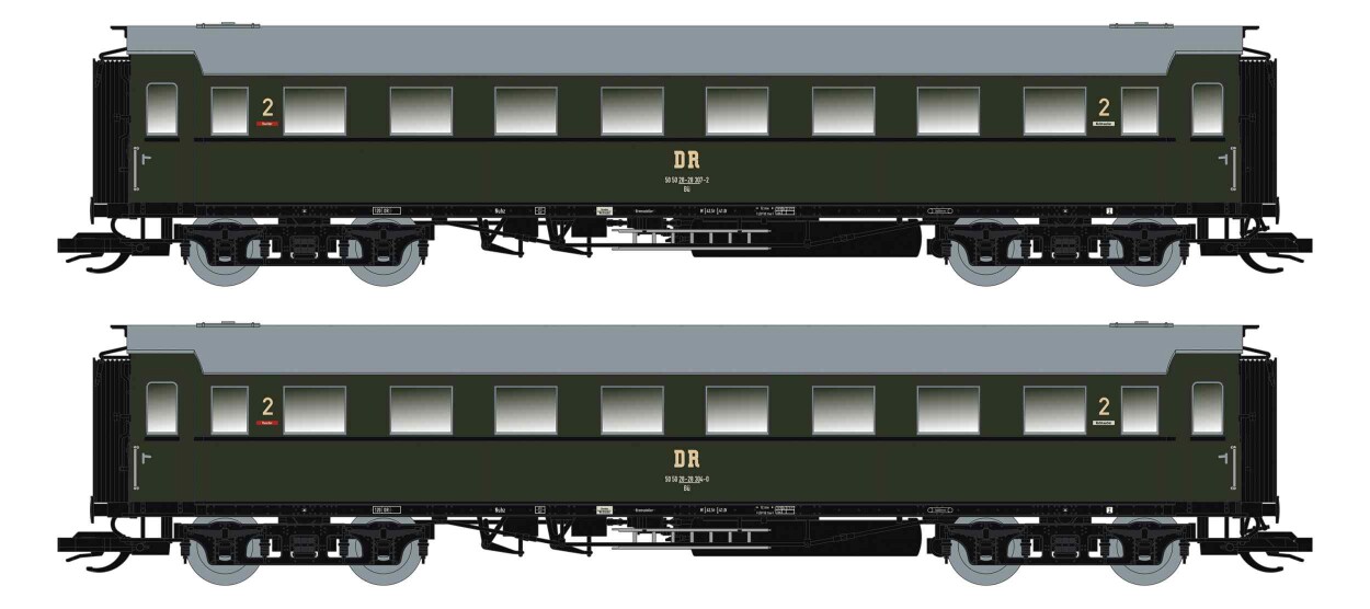 Saxonia 120197 2er Set Personenwagen C4Ü Sa 07 m. Beleuchtung, DR Ep.IV