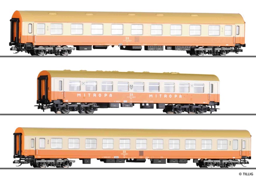 Tillig 70064 3tlg. Reisezugwagenset „Städteexpress“ der DR, Ep. IV