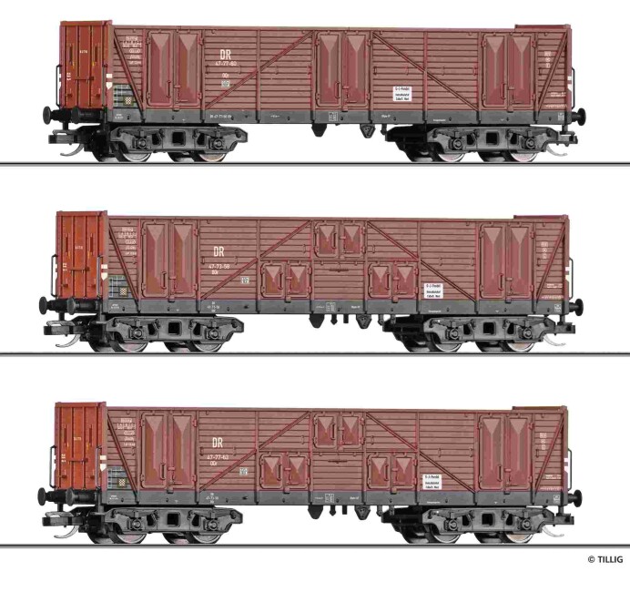 Tillig 502799 Set "Grundstoff-Industrie-Pendel" (Teil 2), DR, Ep. III, bestehend aus drei off. Güterwagen OOr Clubmodell 2026