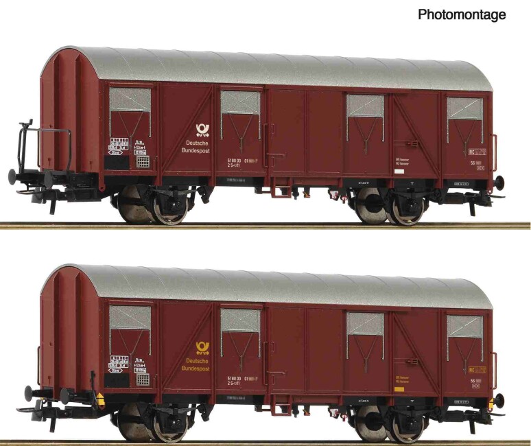 Roco 6600248 2-tlg. Set: Gedeckte Postgüterwagen, Privat, Ep. IV