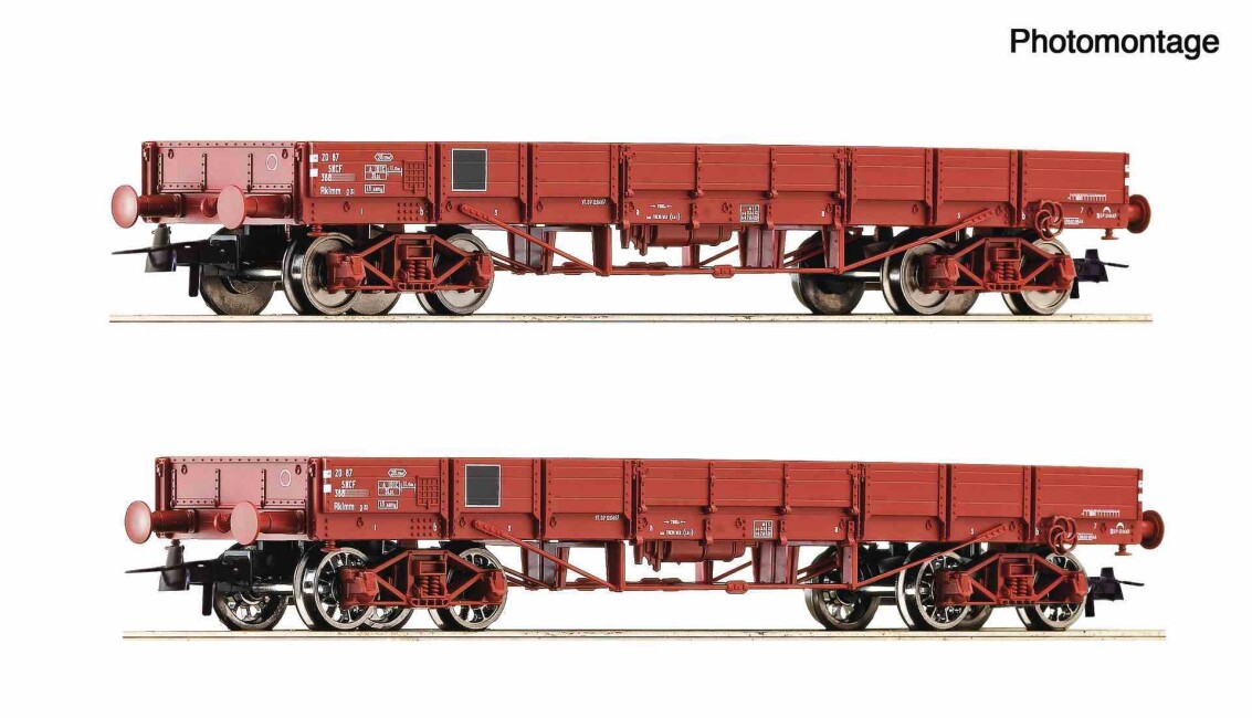 Roco 6600224 2-tlg. Set: Niederbordwagen, SNCF, Ep. III