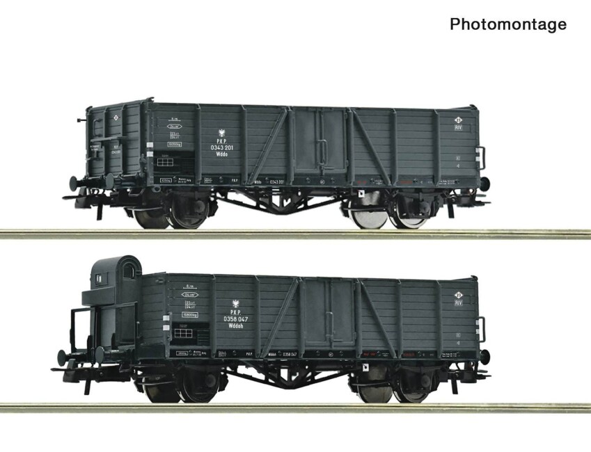 Roco 6600216 2-tlg. Set: Offene Güterwagen, PKP, Ep. III