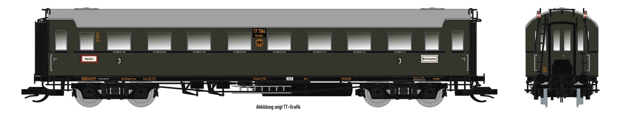 Saxonia 87225 Personenwagen C4Ü Sa 07, Schlusswagen DRG Ep.II