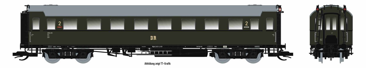 Saxonia 87228 Personenwagen C4Ü Sa 07, Schlusswg. m. Beleuchtung DR Ep.III