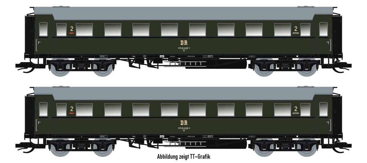 Saxonia 87197 2er Set Personenwagen C4Ü Sa 07 m. Beleuchtung, DR Ep.IV