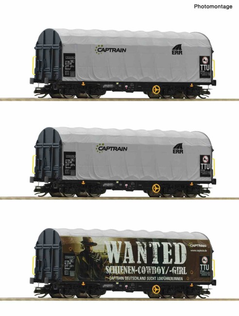 Roco 6680023 3-tlg. Set: Schiebeplanenwagen, 0, Ep. VI