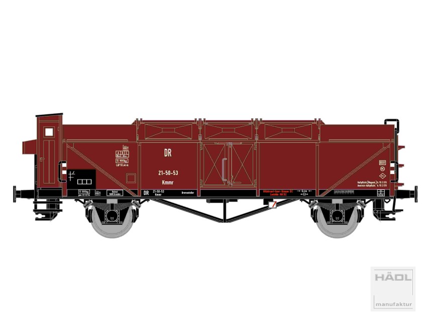 HÄDL 116413 Klappdeckelwagen Kmmr mit Bremserhaus, DR Ep. III