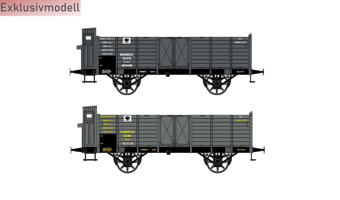 HÄDL 25149 Güterwagenset I, 2 offene Güterwagen Ep. I KPEV Exklusivmodell Nr. 22