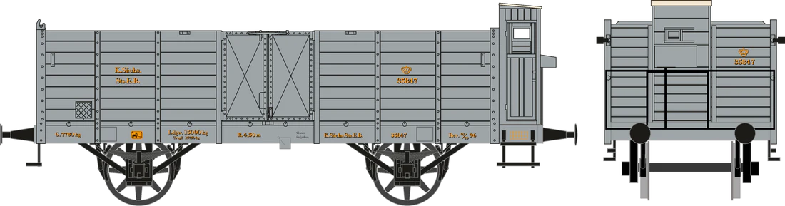 Quack & Salber 171303-070101-1305 off. Güterwagen O3, m. Bremsherhaus, Nr. 35847 K.Sächs.Sts.E.B., Ep. I, TT