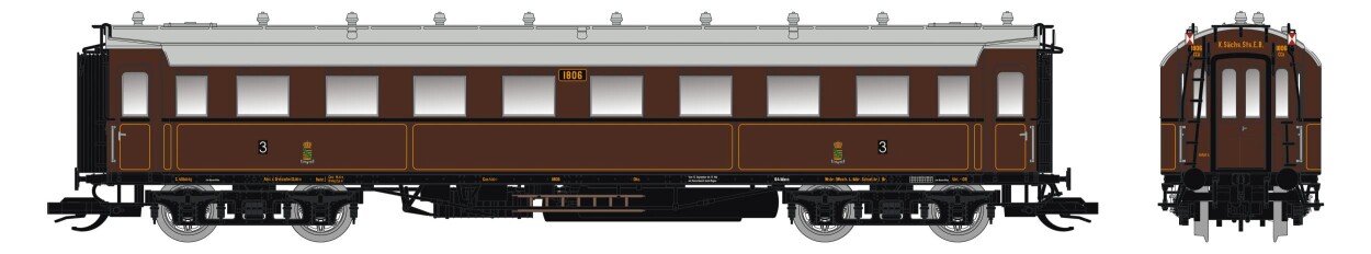 Saxonia 120223 Personenwagen C4Ü Sa 07, Schlusswagen K.Sächs.Sts.E.B., Ep. I