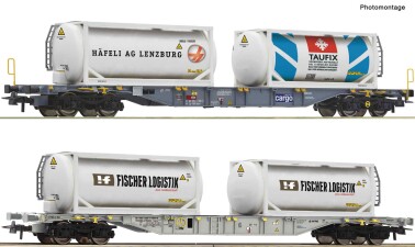 Roco 6600231 2-tlg. Set: Containertragwagen, SBB Cargo,...