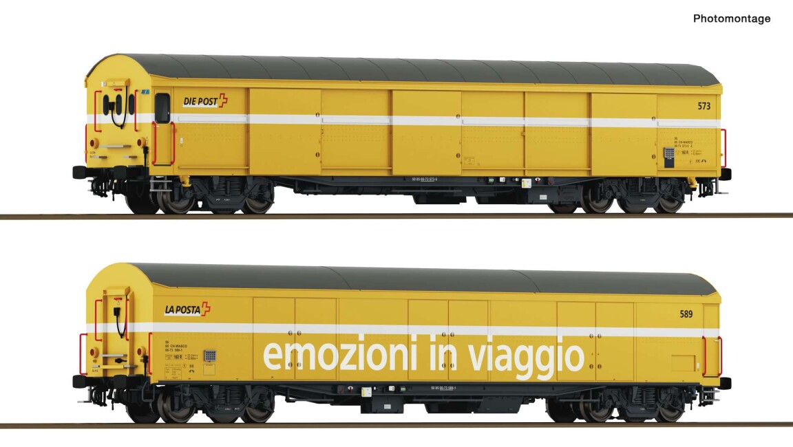 Roco 6600243 2-tlg. Set: Paket-Postwagen, Wascosa, Ep. VI