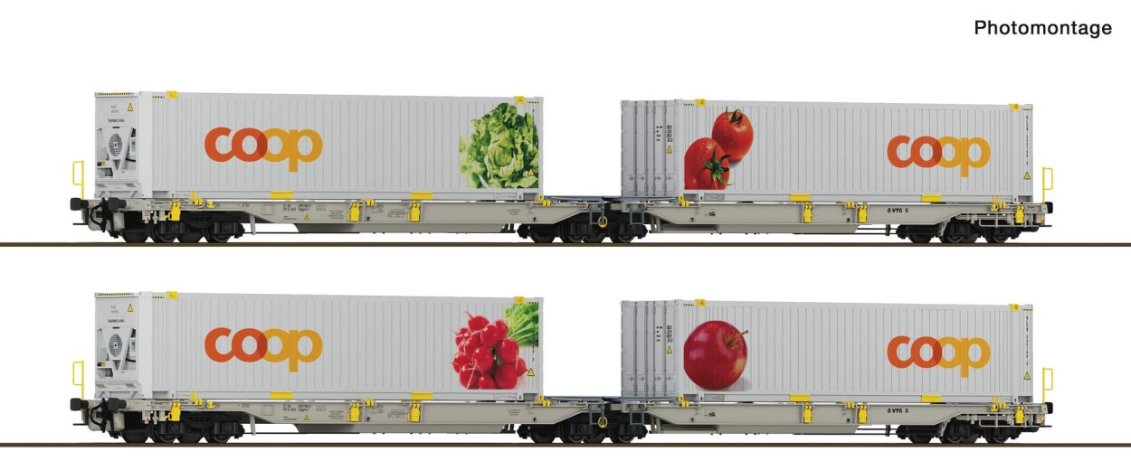 Roco 6600322 2-tlg. Set 1: Doppeltaschen-Gelenkwagen T2000, RailCare, Ep. VI